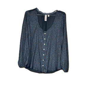 Anthropologie Dolan Woman’s Leopard Print Navy Blue Blouse Size Small